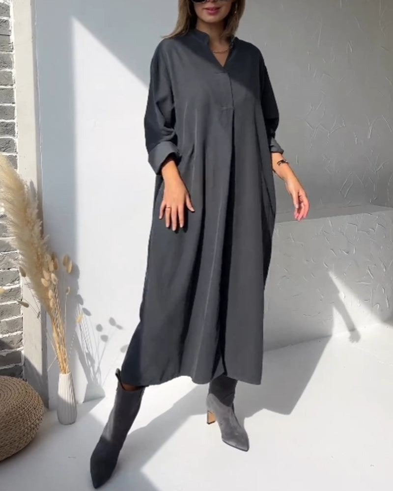 ComfyChic™ - Robe noire avec poches, style ample