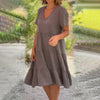 Marisha | Cotton linen v-neck dress