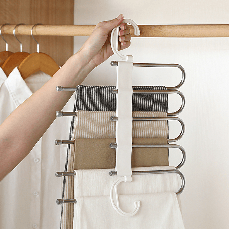 Space -saving multiple pants hanger clothes hanger